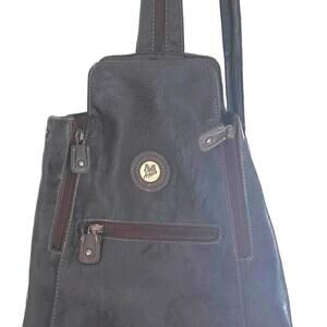 Mouflon Convertable Dark Brown Leather Sling  Zipped Shoulder Strap Bag